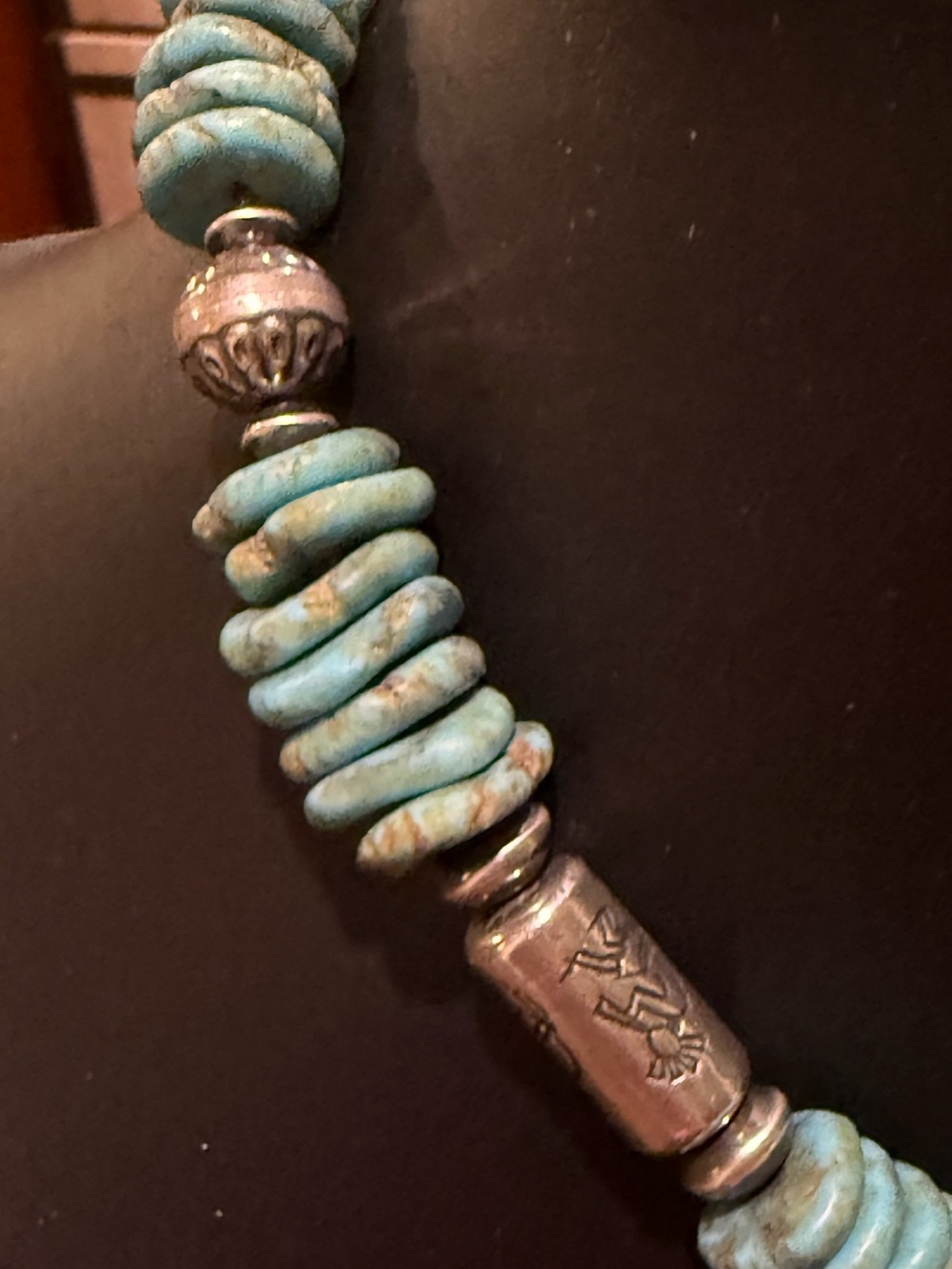 Sterling Silver Navajo Pearls Turquoise Squash Blossom Naja Pendant Necklace - Picture 9 of 10